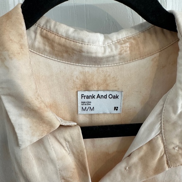 Frank & Oak Cropped Beige Tie-Dye Button Down Shirt - Picture 2 of 2